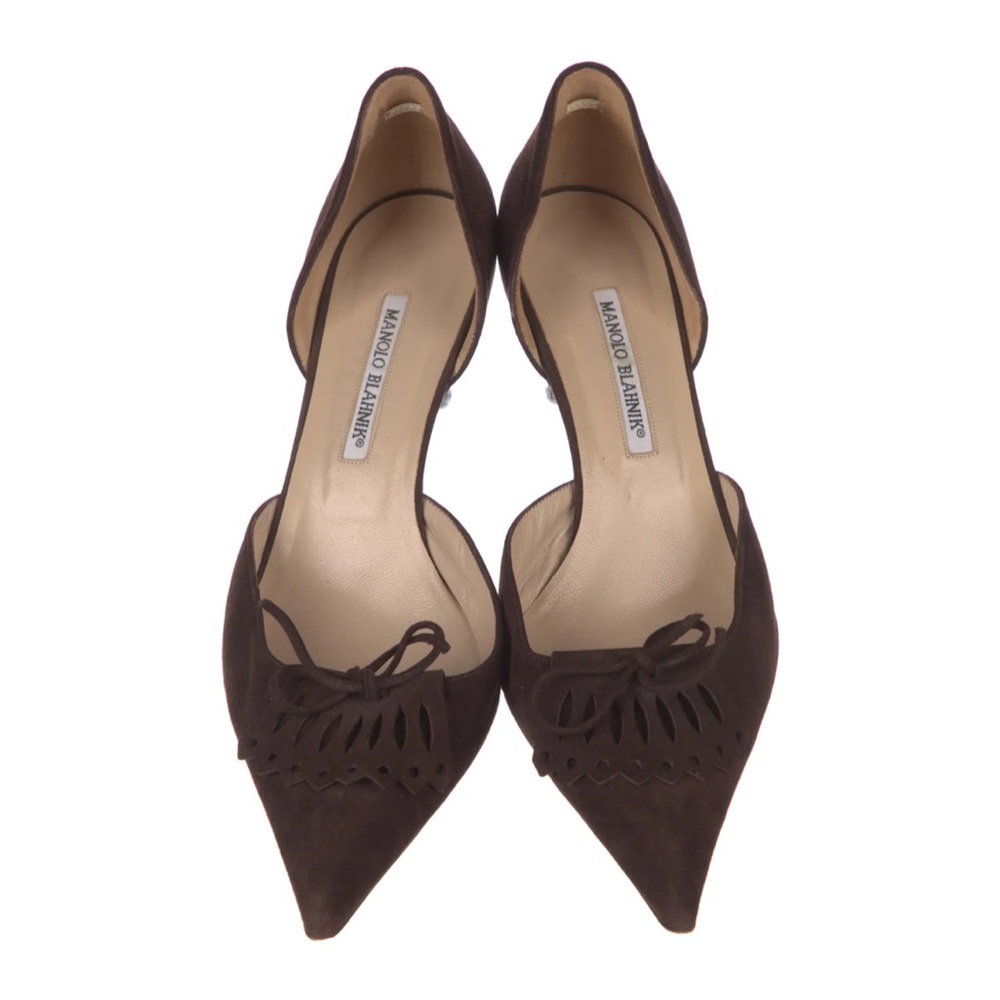 Manolo Blahnik Suede D'Orsay Pumps
